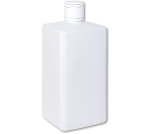 Translucent 1-liter bottle with a secure screw cap and a blank label for customization.