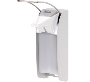 Einarmhebelspender aus Aluminium für 500ml Euroflaschen mit Hebelmechanismus zur Dosierung.