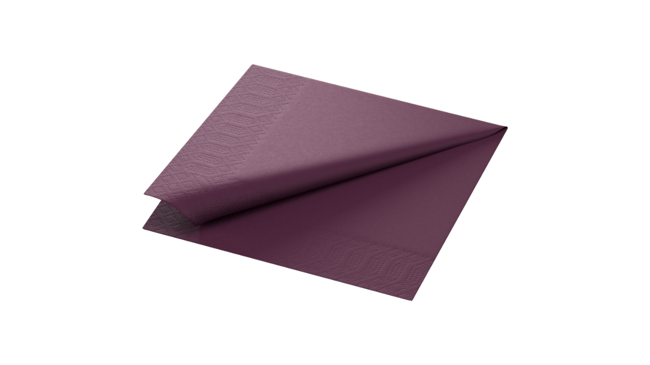 Duni Zelltuch-Serviette 33x33cm in Plum, dreilagig, 1/4-Falz