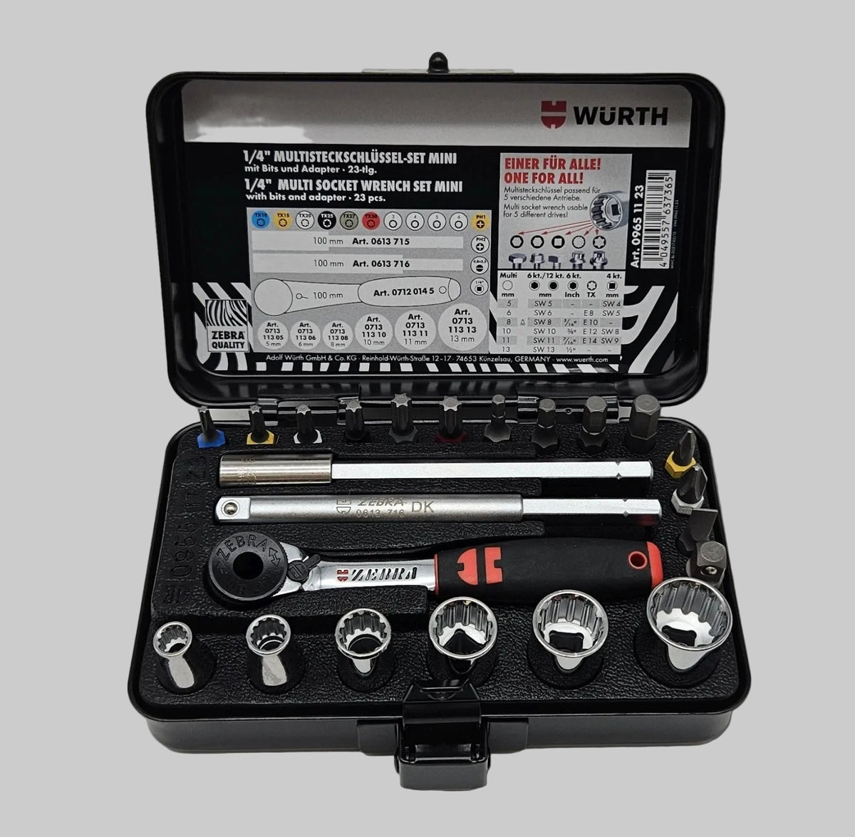Würth Steckschlüssel-Sortiment 1/4 Zoll, 23-teilig