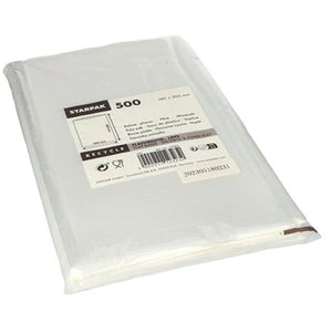 Starpak 500 transparent LDPE flat bags, 180 x 300 mm.
