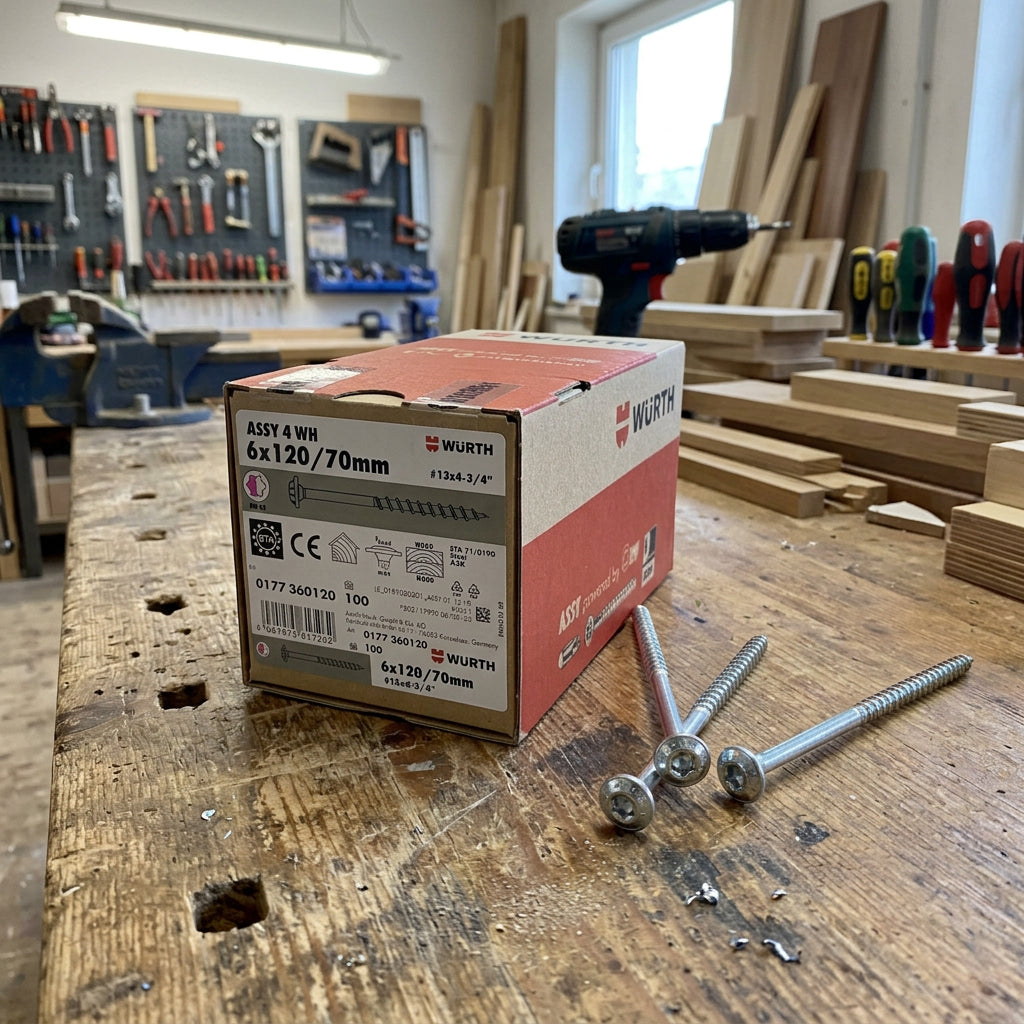 Würth Spanplattenschraube mit Scheibenkopf, 8 mm, verschiedene Längen