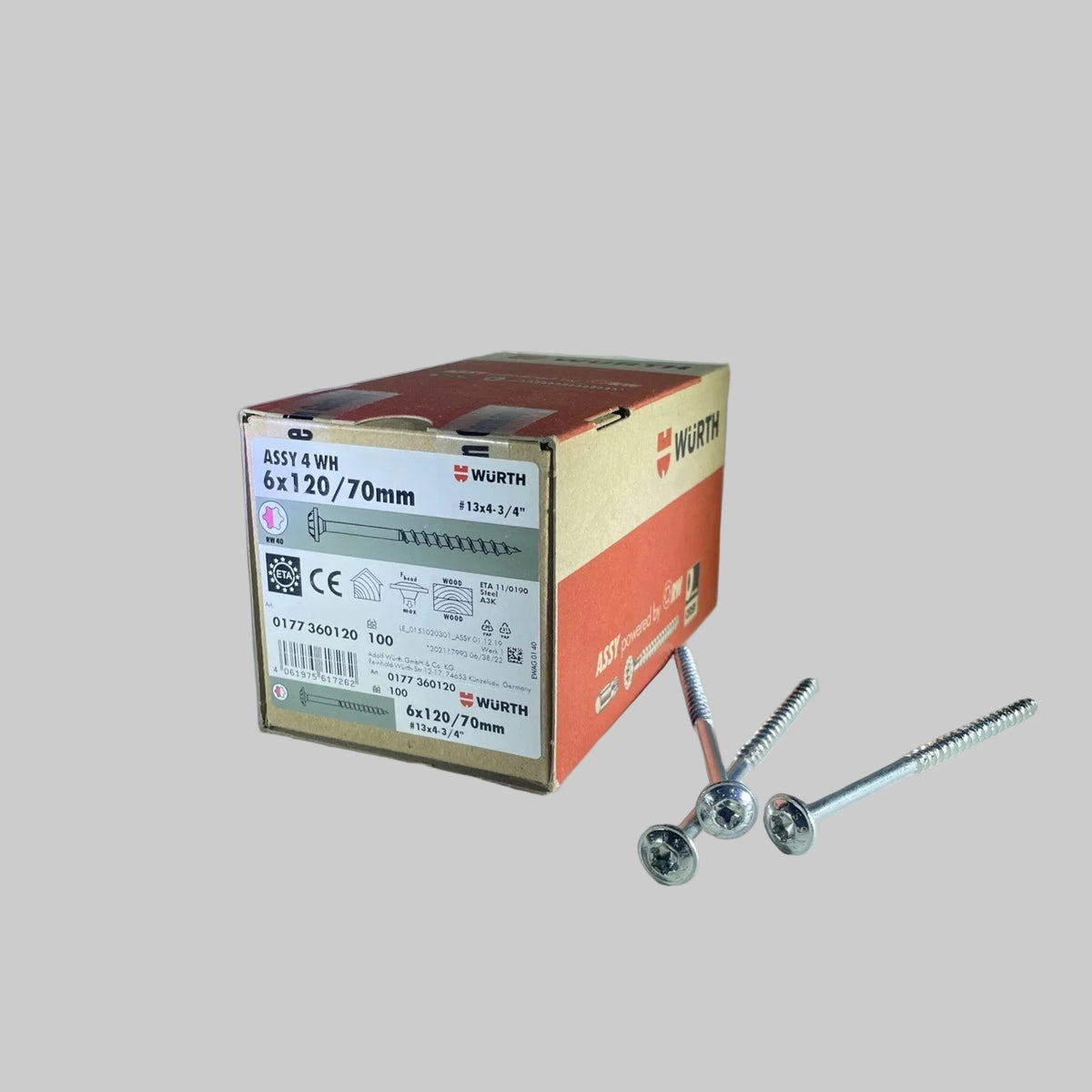 Würth Spanplattenschraube mit Scheibenkopf, 8 mm, verschiedene Längen