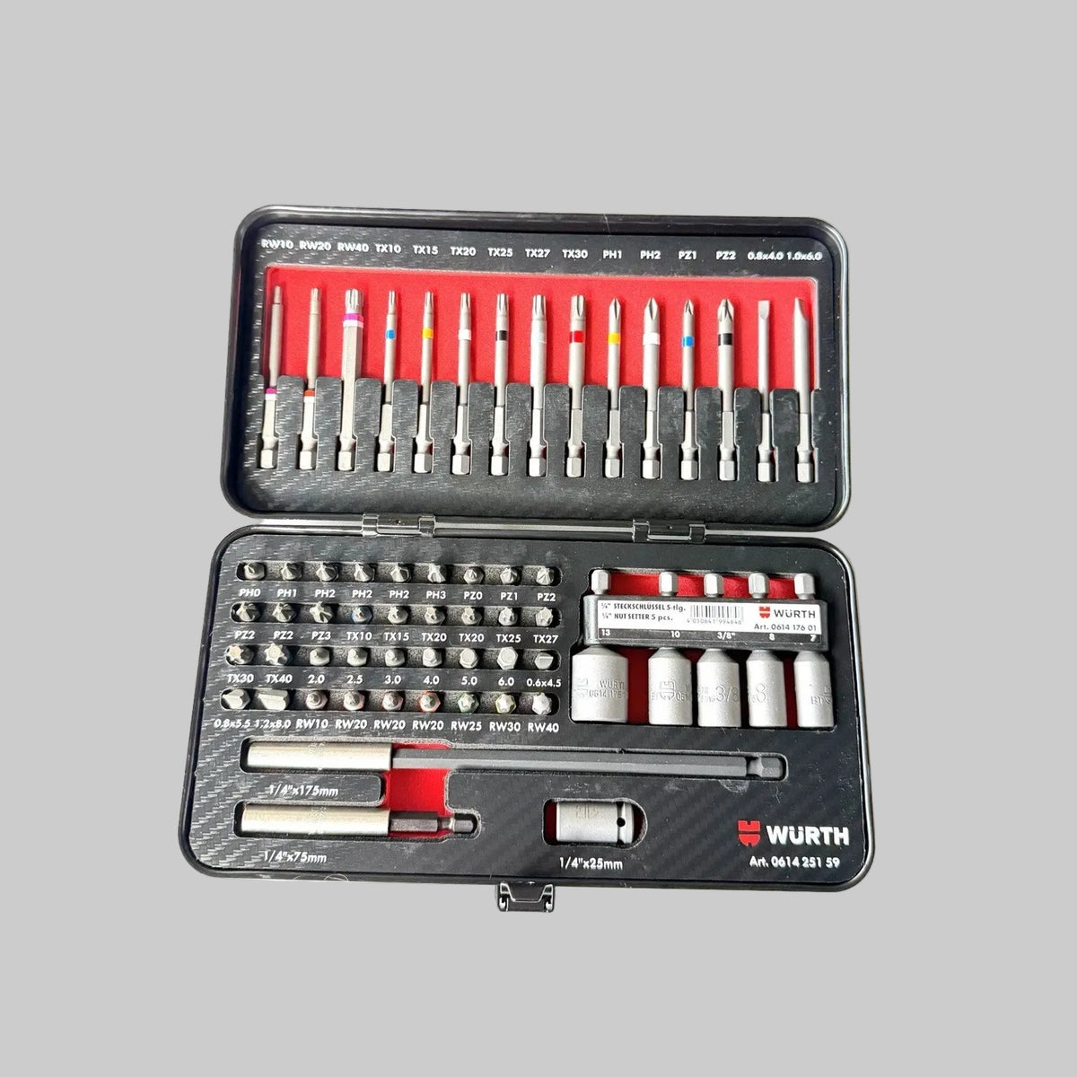 Würth Bit-Sortiment 59-teilig mit Einlage in Carbon-Optik