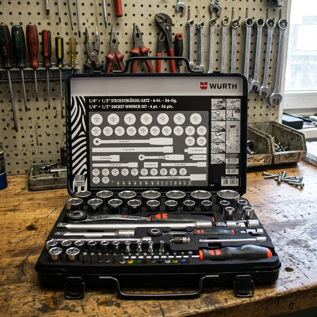 Würth Steckschlüssel-Sortiment 1/4 + 1/2 Zoll, 56-teilig