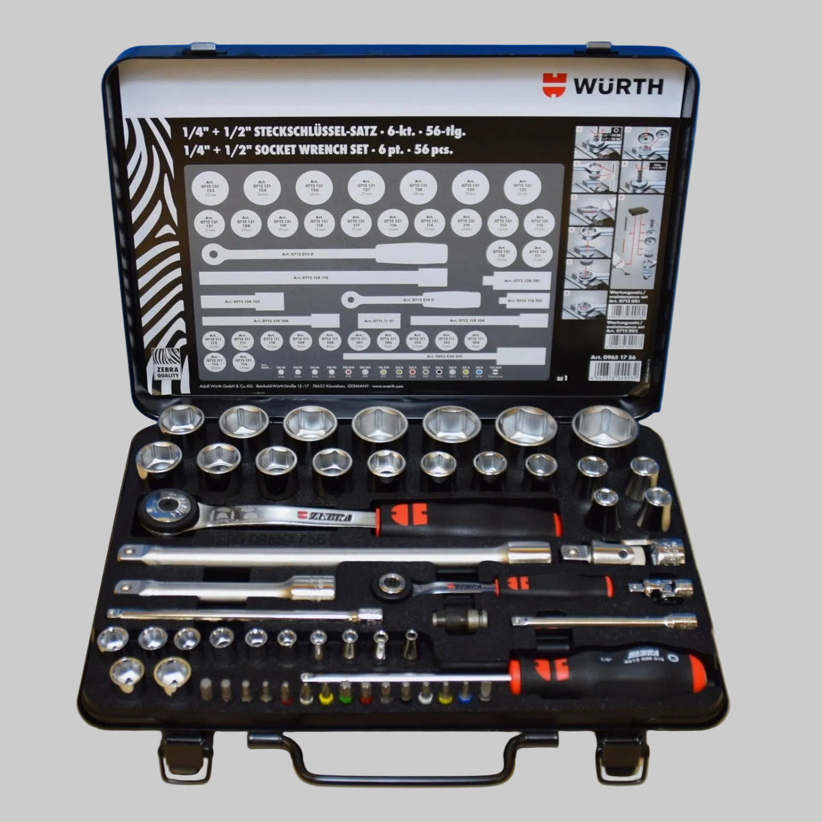 Würth Steckschlüssel-Sortiment 1/4 + 1/2 Zoll, 56-teilig