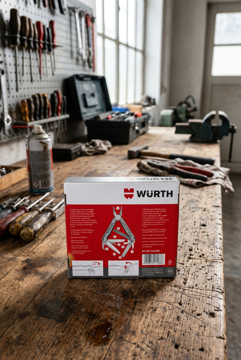 Würth Multitool mit Ledertasche, 9 Funktionen