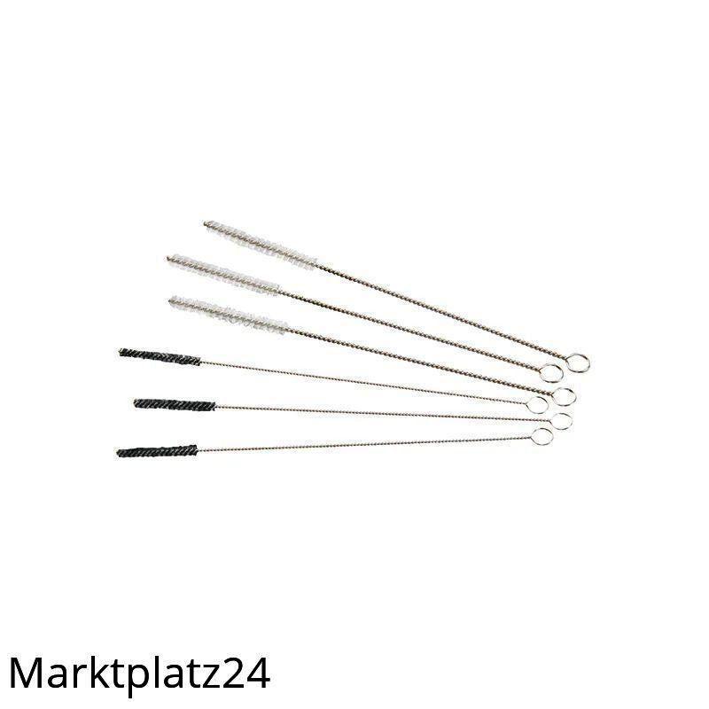 Düsenbürsten-Set, 6-teiliges Set, Edelstahldraht, Nylon 6.0, Länge 100mm, Ã˜0,15mm, Bürste Ã˜3/2,5mm, transp./ schwarz, hart, 1 St. - Marktplatz24