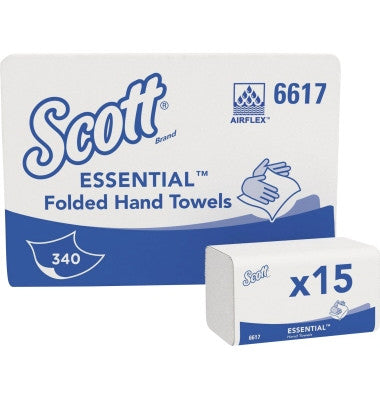 Scott Essential gefaltete Handtücher in einer Packung mit 15 Stück.