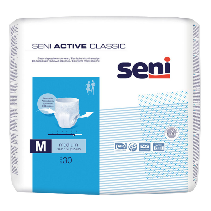 Seni Active Classic Einlagen Größe M für 80-110 cm Taillenumfang, 30 Stück.