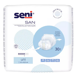 Anatomisch geformte Inkontinenzeinlagen für Männer, 30 Stück in praktischer Verpackung.