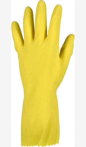 Gelbe Sempertip Haushaltshandschuhe in Größe L (9) mit rutschfester Oberfläche und Innenfutter.