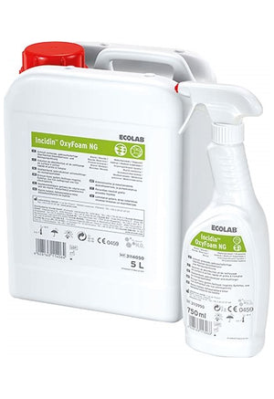 5-Liter-Packung Incidin Oxyfoam NG, ein Reinigungs- und Desinfektionsmittel mit Schaumstruktur.