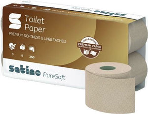 Satino PureSoft Toilettenpapier, 3-lagig, 250 Blatt, soft beige, Recycling.