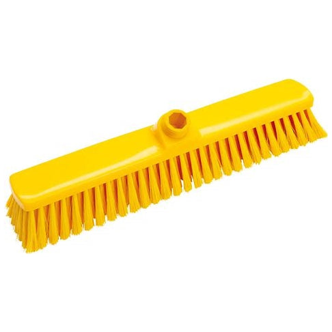 Gelber Großraumbesen mit weichen PBT-Borsten.