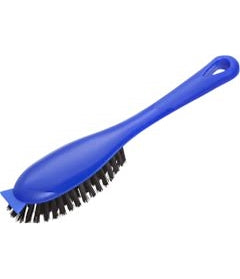 Blaue Polsterbürste mit schwarzem Borstenkopf und ergonomischem Griff.