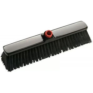 Großraumbesen mit schwarzen Borsten und rotem Anschluss.