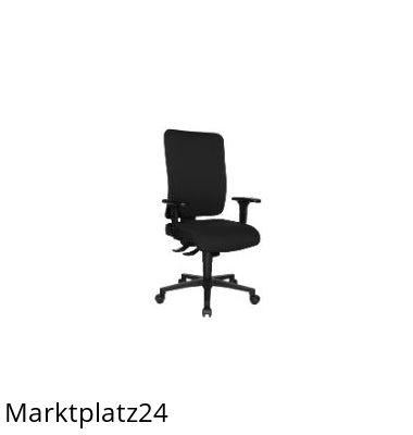 Schwarzer Topstar OpenX(P) Bürostuhl mit ergonomischer Rückenlehne und verstellbaren Armlehnen.