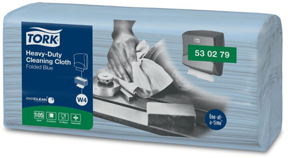 Tork Extra Starke Reinigungstücher, 35,5x41,5cm, 1lg, blau, Einzeltücher im Top-Pack, 4x105 Tü/Krt.