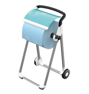 Weißer Bodenständer von Tork, stabil und geeignet für verschiedene Informationsformate.