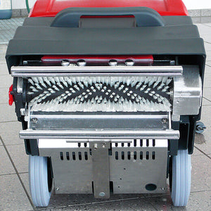 Kompaktes Sprühextraktionsgerät mit rotierender Bürste und Rädern.