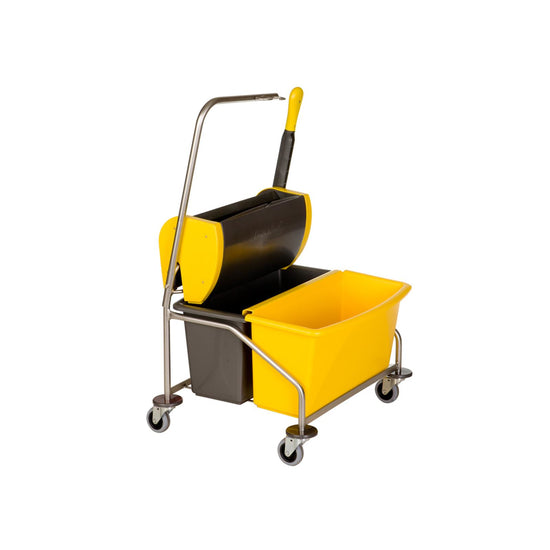 Reinigungsgeräte -Nasswischwagen Twixter Edelstahl, mit Deichsel, gelb, mit 2x6L Eimern, 1 St.