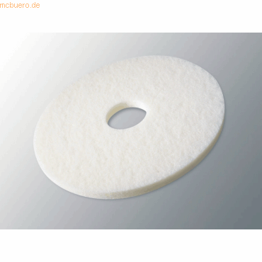 Weißes Reinigungspad DynaCross Superpad, rund mit 500 mm Durchmesser und zentralem Loch.